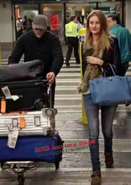 Hermes Birkin 35CM Tote Bag Litchi Leather HB35GL Blue Hermes Birkin 35CM Tote Bag Litchi Leather HB35GL Blue