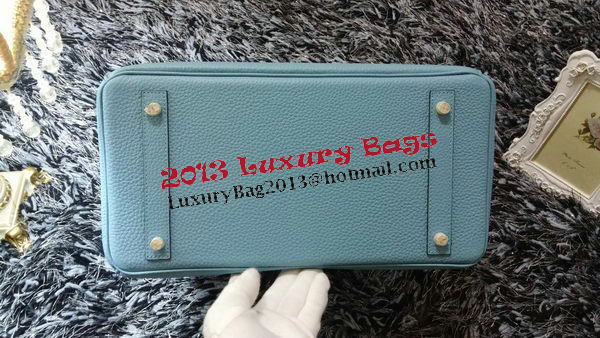 Hermes Birkin 35CM Tote Bag Litchi Leather HB35GL Light Blue Hermes Birkin 35CM Tote Bag Litchi Leather HB35GL Light Blue
