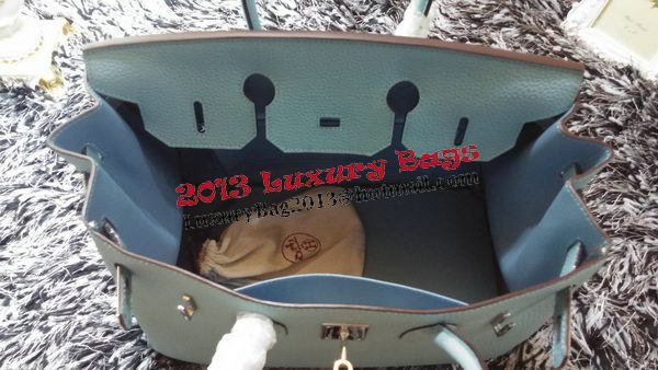 Hermes Birkin 35CM Tote Bag Litchi Leather HB35GL Light Blue Hermes Birkin 35CM Tote Bag Litchi Leather HB35GL Light Blue