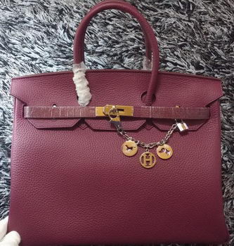 Hermes Birkin 35CM Tote Bag Litchi Leather HB35GL Purple Hermes Birkin 35CM Tote Bag Litchi Leather HB35GL Purple