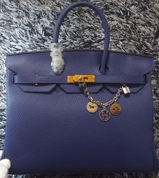 Hermes Birkin 35CM Tote Bag Litchi Leather HB35GL Royal Hermes Birkin 35CM Tote Bag Litchi Leather HB35GL Royal