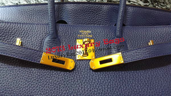 Hermes Birkin 35CM Tote Bag Litchi Leather HB35GL Royal Hermes Birkin 35CM Tote Bag Litchi Leather HB35GL Royal