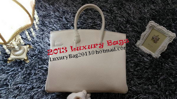 Hermes Birkin 35CM Tote Bag Litchi Leather HB35GL White Hermes Birkin 35CM Tote Bag Litchi Leather HB35GL White