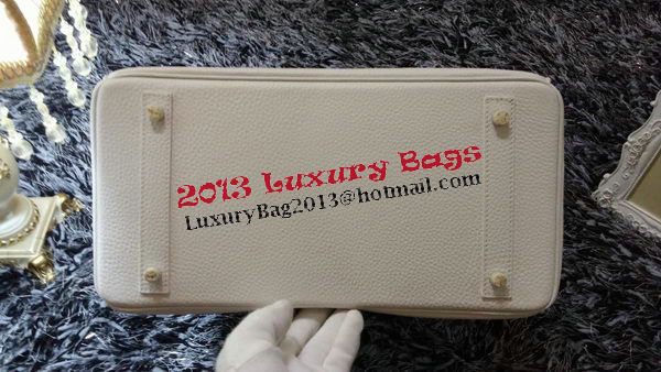 Hermes Birkin 35CM Tote Bag Litchi Leather HB35GL White Hermes Birkin 35CM Tote Bag Litchi Leather HB35GL White