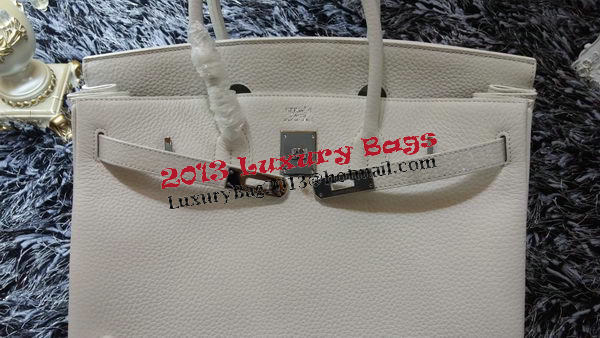 Hermes Birkin 35CM Tote Bag Litchi Leather HB35GL White Hermes Birkin 35CM Tote Bag Litchi Leather HB35GL White