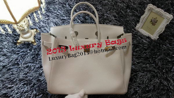 Hermes Birkin 35CM Tote Bag Litchi Leather HB35GL White Hermes Birkin 35CM Tote Bag Litchi Leather HB35GL White