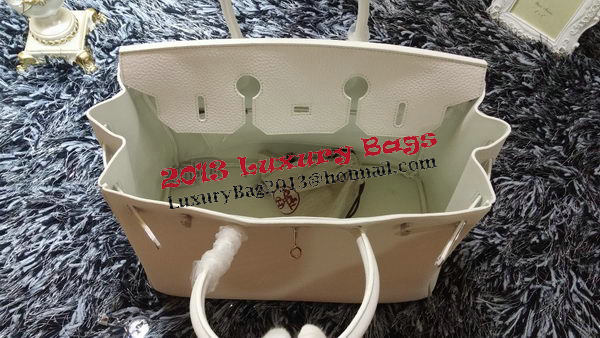 Hermes Birkin 35CM Tote Bag Litchi Leather HB35GL White Hermes Birkin 35CM Tote Bag Litchi Leather HB35GL White