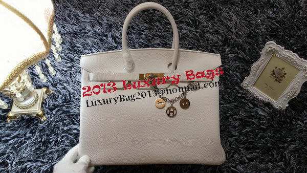 Hermes Birkin 35CM Tote Bag Litchi Leather HB35GL White Hermes Birkin 35CM Tote Bag Litchi Leather HB35GL White