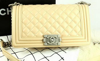 Boy Chanel Flap Bag Original Apricot Pearl Sheepskin Leather A67086 Silver Boy Chanel Flap Bag Original Apricot Pearl Sheepskin Leather A67086 Silver