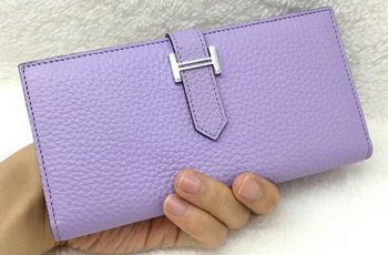 Hermes Bearn Japonaise Bi-Fold Wallet Litchi Leather A208 Lavender Hermes Bearn Japonaise Bi-Fold Wallet Litchi Leather A208 Lavender