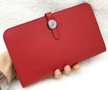 Hermes Dogon Combined Wallet Litchi Leather A508 Red Hermes Dogon Combined Wallet Litchi Leather A508 Red