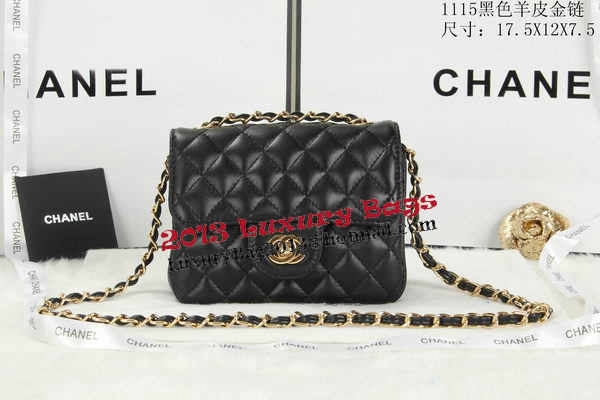 Chanel Classic MINI Flap Bag Black Sheepskin Leather A1115 Gold Chanel Classic MINI Flap Bag Black Sheepskin Leather A1115 Gold