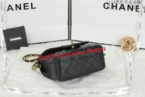 Chanel Classic MINI Flap Bag Black Sheepskin Leather A1115 Gold Chanel Classic MINI Flap Bag Black Sheepskin Leather A1115 Gold