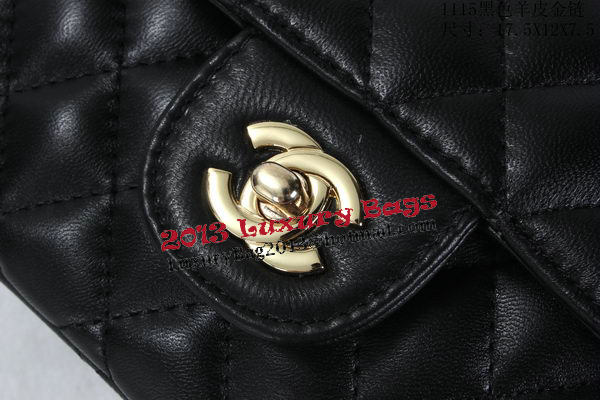 Chanel Classic MINI Flap Bag Black Sheepskin Leather A1115 Gold Chanel Classic MINI Flap Bag Black Sheepskin Leather A1115 Gold