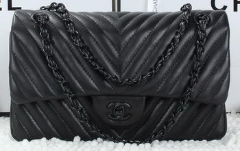 Chanel Classic Flap Bag Lambskin Chevron Quilting A01112 Black Chanel Classic Flap Bag Lambskin Chevron Quilting A01112 Black