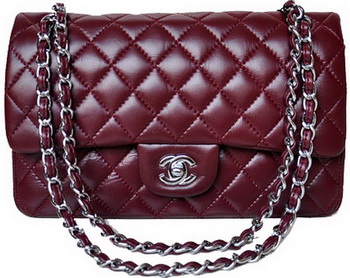 Chanel 2.55 Series Flap Bag Burgundy Patent Leather A1112 Silver Chanel 2.55 Series Flap Bag Burgundy Patent Leather A1112 Silver