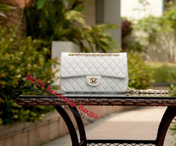 Chanel 2.55 Series Flap Bag White Sheepskin Leather A37586 Gold Chanel 2.55 Series Flap Bag White Sheepskin Leather A37586 Gold