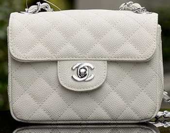 Chanel Classic MINI Flap Bag White Cannage Pattern A1115 Silver Chanel Classic MINI Flap Bag White Cannage Pattern A1115 Silver