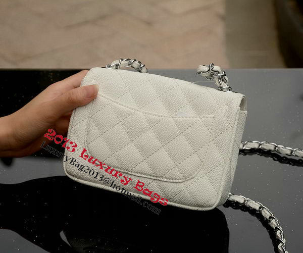 Chanel Classic MINI Flap Bag White Cannage Pattern A1115 Silver Chanel Classic MINI Flap Bag White Cannage Pattern A1115 Silver