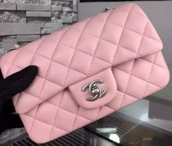 Chanel Classic mini Flap Bag Pink Sheepskin Leather A67350 Silver Chanel Classic mini Flap Bag Pink Sheepskin Leather A67350 Silver