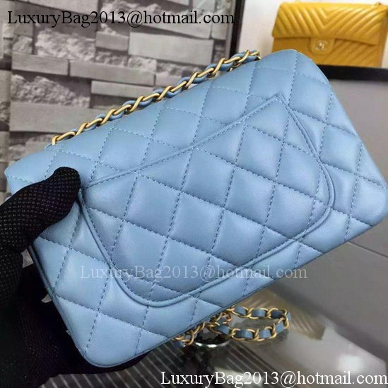 Chanel Classic mini Flap Bag SkyBlue Sheepskin Leather A67350 Gold Chanel Classic mini Flap Bag SkyBlue Sheepskin Leather A67350 Gold