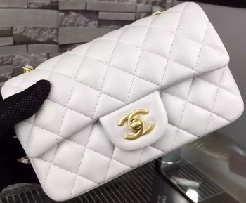 Chanel Classic mini Flap Bag White Sheepskin Leather A67350 Gold Chanel Classic mini Flap Bag White Sheepskin Leather A67350 Gold