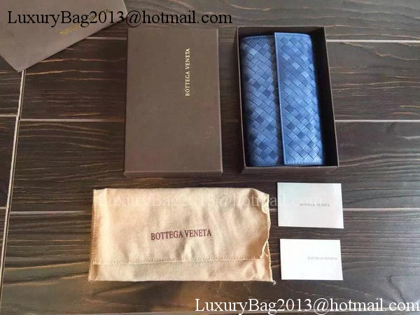 Bottega Veneta Intrecciato Nappa Tri-Flod Wallet BV150507 Blue Bottega Veneta Intrecciato Nappa Tri-Flod Wallet BV150507 Blue