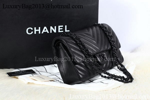 Chanel 2.55 Series Flap Bag Sheepskin Chevron Leather A1112 Black Chanel 2.55 Series Flap Bag Sheepskin Chevron Leather A1112 Black