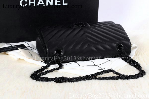 Chanel 2.55 Series Flap Bag Sheepskin Chevron Leather A1112 Black Chanel 2.55 Series Flap Bag Sheepskin Chevron Leather A1112 Black
