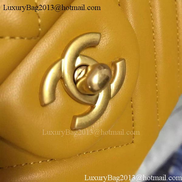Chanel 2.55 Series Flap Bag Yellow Lambskin Chevron Leather A5023 Gold Chanel 2.55 Series Flap Bag Yellow Lambskin Chevron Leather A5023 Gold