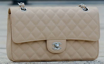 Chanel 2.55 Series Flap Bag Apricot Cannage Pattern A1112 Silver Chanel 2.55 Series Flap Bag Apricot Cannage Pattern A1112 Silver