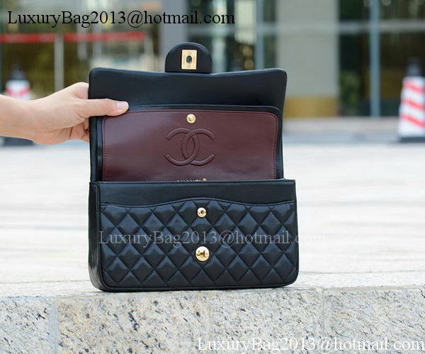 Chanel 2.55 Series Flap Bag Black Sheepskin Leather A1112 Gold Chanel 2.55 Series Flap Bag Black Sheepskin Leather A1112 Gold