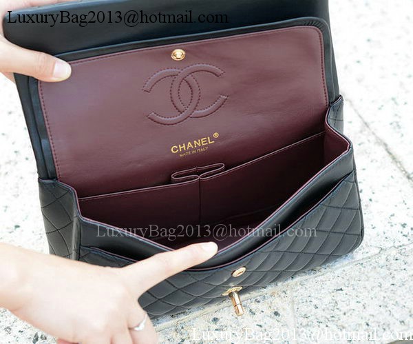 Chanel 2.55 Series Flap Bag Black Sheepskin Leather A1112 Gold Chanel 2.55 Series Flap Bag Black Sheepskin Leather A1112 Gold