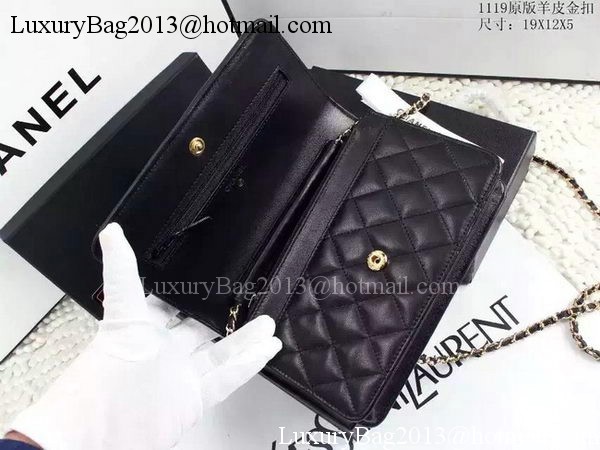 Boy Chanel WOC Flap Bag Black Sheepskin A1119 Gold Boy Chanel WOC Flap Bag Black Sheepskin A1119 Gold