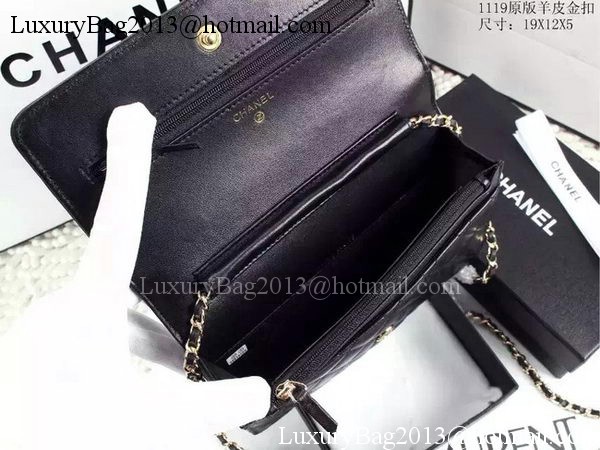 Boy Chanel WOC Flap Bag Black Sheepskin A1119 Gold Boy Chanel WOC Flap Bag Black Sheepskin A1119 Gold