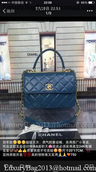 Chanel Classic Top Flap Bag Original Sheepskin Leather A92236 Blue Chanel Classic Top Flap Bag Original Sheepskin Leather A92236 Blue
