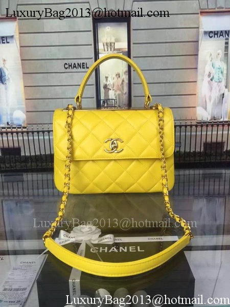 Chanel Classic Top Flap Bag Original Sheepskin Leather A92236 Yellow Chanel Classic Top Flap Bag Original Sheepskin Leather A92236 Yellow