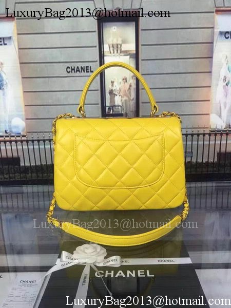 Chanel Classic Top Flap Bag Original Sheepskin Leather A92236 Yellow Chanel Classic Top Flap Bag Original Sheepskin Leather A92236 Yellow