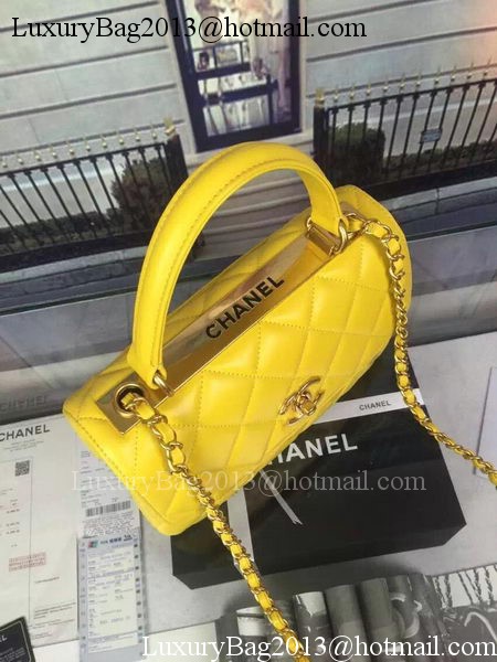 Chanel Classic Top Flap Bag Original Sheepskin Leather A92236 Yellow Chanel Classic Top Flap Bag Original Sheepskin Leather A92236 Yellow