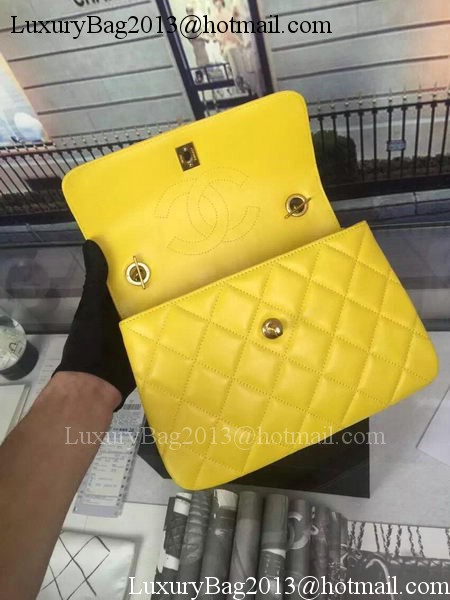 Chanel Classic Top Flap Bag Original Sheepskin Leather A92236 Yellow Chanel Classic Top Flap Bag Original Sheepskin Leather A92236 Yellow