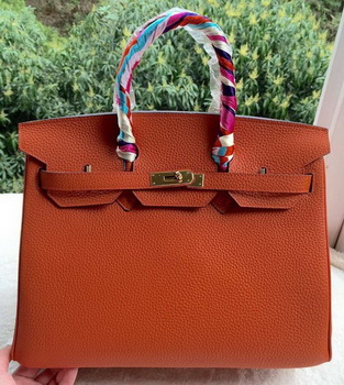 Hermes Birkin 35CM Tote Bag Orange Calfskin Leather BK35 Gold Hermes Birkin 35CM Tote Bag Orange Calfskin Leather BK35 Gold