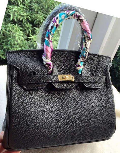 Hermes Birkin 25CM Tote Bag Litchi Leather H25T Black