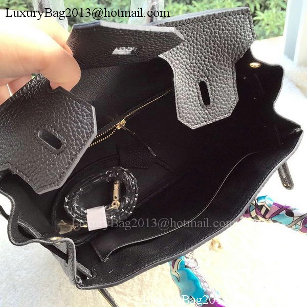 Hermes Birkin 25CM Tote Bag Litchi Leather H25T Black Hermes Birkin 25CM Tote Bag Litchi Leather H25T Black