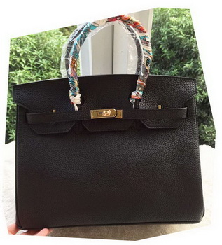 Hermes Birkin 35CM Tote Bag Black Litchi Leather BK35 Gold Hermes Birkin 35CM Tote Bag Black Litchi Leather BK35 Gold