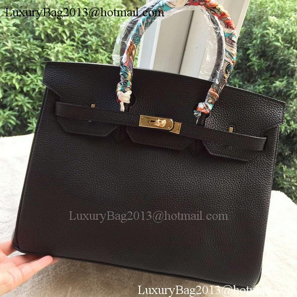 Hermes Birkin 35CM Tote Bag Black Litchi Leather BK35 Gold Hermes Birkin 35CM Tote Bag Black Litchi Leather BK35 Gold