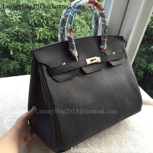 Hermes Birkin 35CM Tote Bag Black Litchi Leather BK35 Gold Hermes Birkin 35CM Tote Bag Black Litchi Leather BK35 Gold