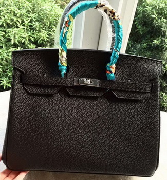 Hermes Birkin 35CM Tote Bag Black Litchi Leather BK35 Silver Hermes Birkin 35CM Tote Bag Black Litchi Leather BK35 Silver