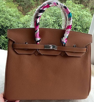 Hermes Birkin 35CM Tote Bag Brown Litchi Leather BK35 Silver Hermes Birkin 35CM Tote Bag Brown Litchi Leather BK35 Silver