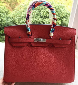 Hermes Birkin 35CM Tote Bag Red Litchi Leather BK35 Silver Hermes Birkin 35CM Tote Bag Red Litchi Leather BK35 Silver