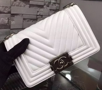 Boy Chanel mini Flap Bag Original Chevron Nubuck Leather A5707 White Boy Chanel mini Flap Bag Original Chevron Nubuck Leather A5707 White